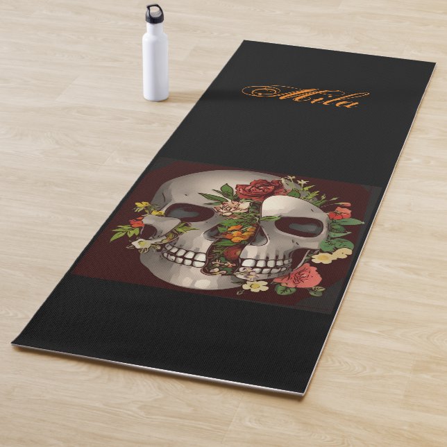 Tapis De Yoga Crâne en fleurs (En situation)