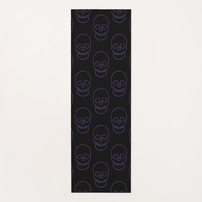 Tapis De Yoga Crâne en violet et noir (Devant)