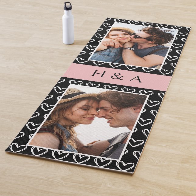 Tapis De Yoga Create Your Own Photo Collage Monogram  (En situation)