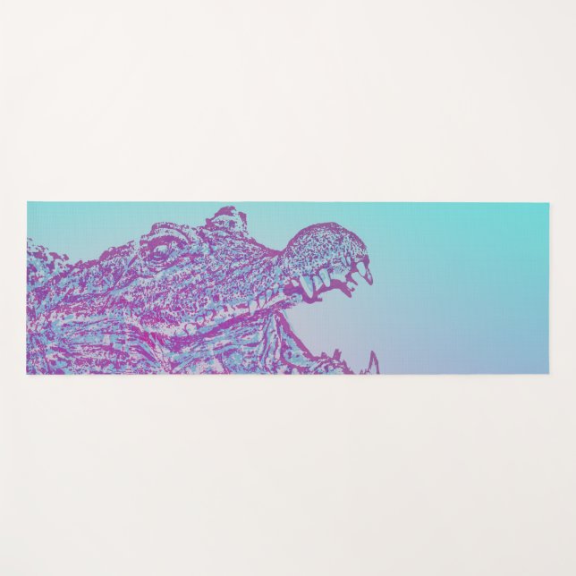 Tapis De Yoga Crocodile bleu et violet Imprimer (Devant (Horizontal))