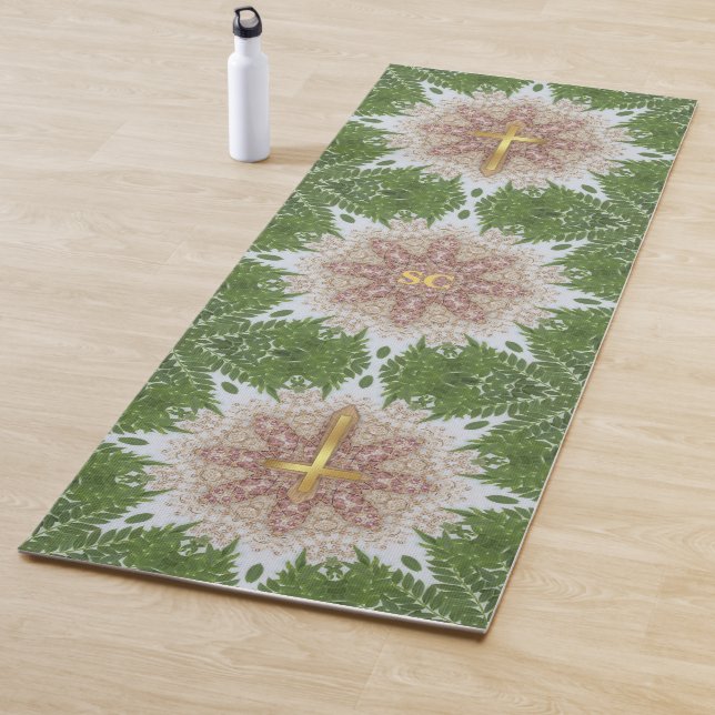 Tapis De Yoga Croix Sainte, Oasis de jardin rose (En situation)