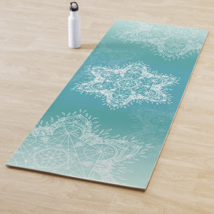 Tapis De Yoga Cube de Métatron Mandala turquoise
