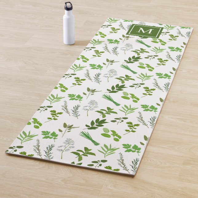 Tapis De Yoga Cuisine Herbes de Jardin Culinaire Monogramme (En situation)