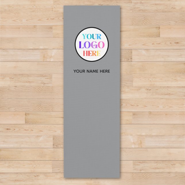 Tapis De Yoga Custom Business Logo Name Gray (Créateur téléchargé)