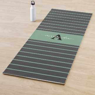 Tapis De Yoga Custom elegant stripes black green practising