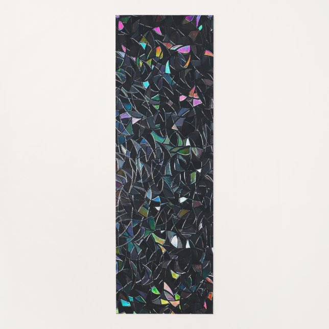 Tapis De Yoga Custom Iridescent Abstract Stained Glass Pattern (Devant)