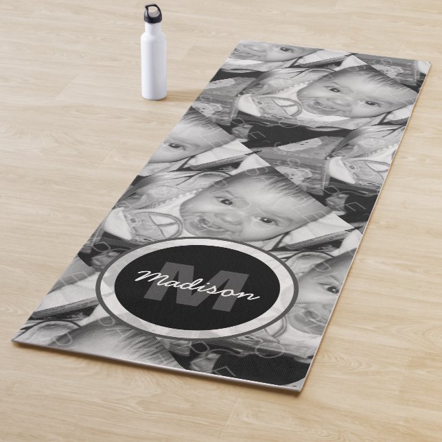 Tapis De Yoga Customisez votre motif photo noir blanc Monogramme (En situation)