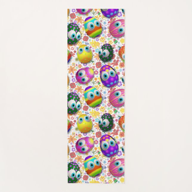 Tapis De Yoga Cute and Funny Easter Eggs Cartoon (Devant)