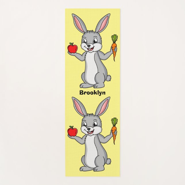 Tapis De Yoga Cute bunny rabbit with vegetables (Devant)