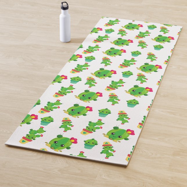 Tapis De Yoga Cute Cactus, Green Cactus, Motif Cactus (En situation)