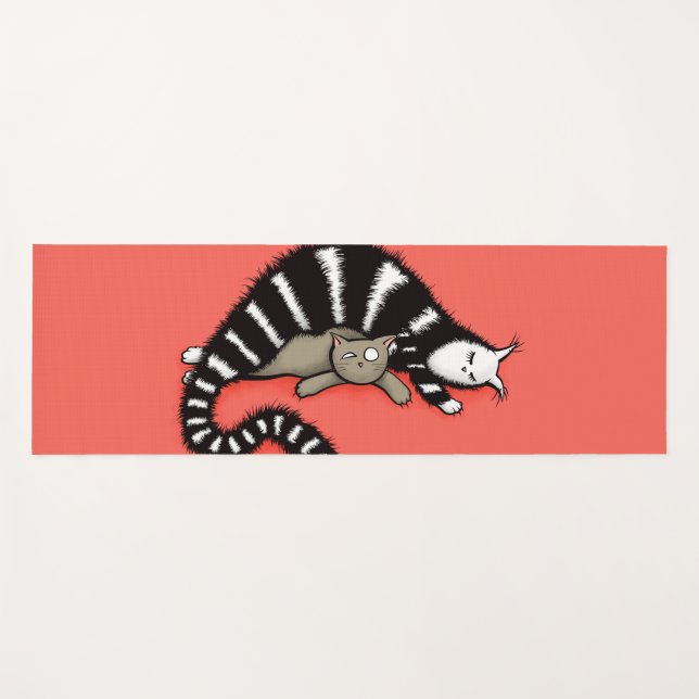 Tapis De Yoga Cute Chat Maman Amour Famille (Devant (Horizontal))
