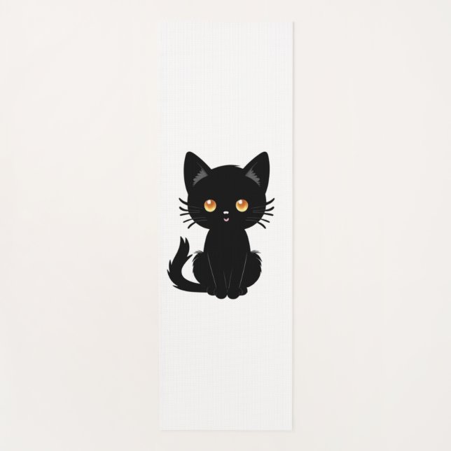 Tapis De Yoga Cute chat noir 2 (Devant)