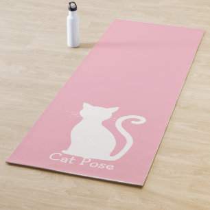 Tapis De Yoga Cute Chat Rose Silhouette Moderne