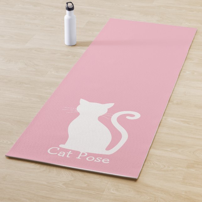 Tapis De Yoga Cute Chat Rose Silhouette Moderne (En situation)