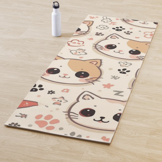Tapis De Yoga Cute Chat simple chaton Motif (En situation)