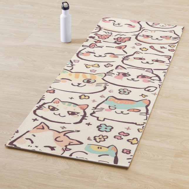 Tapis De Yoga Cute Chat simple chaton Motif (En situation)