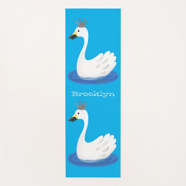Tapis De Yoga Cute cygne blanc avec dessin de la couronne (Devant)
