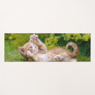 Tapis De Yoga Cute drôle chaton chaton jouant dans un jardin fl