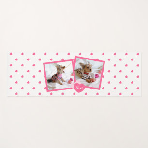 Tapis De Yoga Cute Girly Rose & Blanc Coeurs Poignés Avec Photos