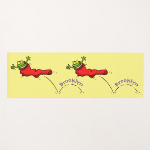 Tapis De Yoga Cute grenouille dans une chaussette rouge saut de