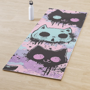 Tapis De Yoga Cute Kawaii Pastel Goth Chat Déplaisant