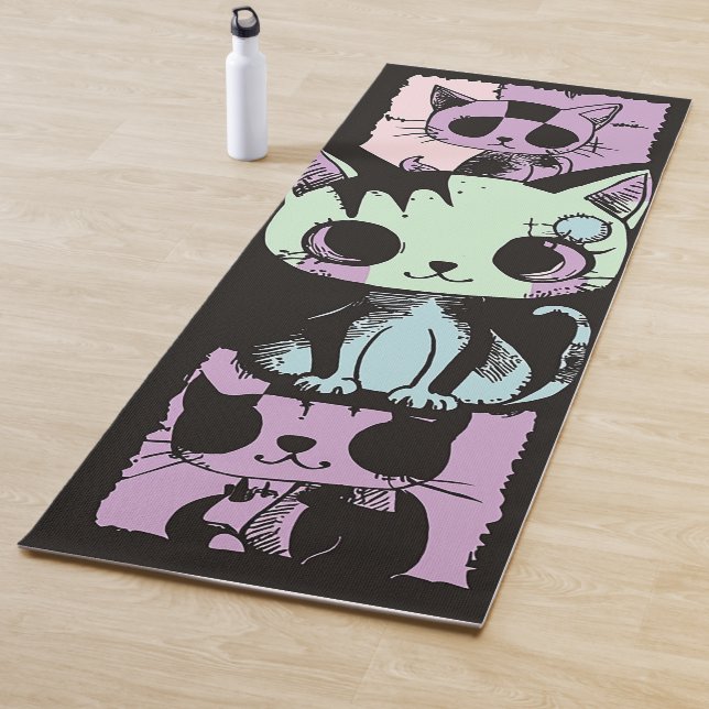 Tapis De Yoga Cute Kawaii Pastel Goth Patchwork Gothique Déplais (En situation)