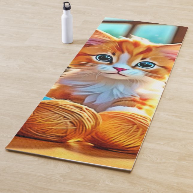 Tapis De Yoga Cute Kitten Yarn (En situation)