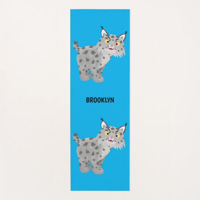 Tapis De Yoga Cute mean bobcat lynx cartoon  (Devant)