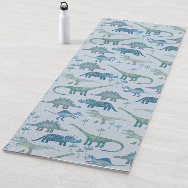 Tapis De Yoga Cute Motif de dinosaure bleu préhistorique (Fun dinosaur pattern blue yoga mat)