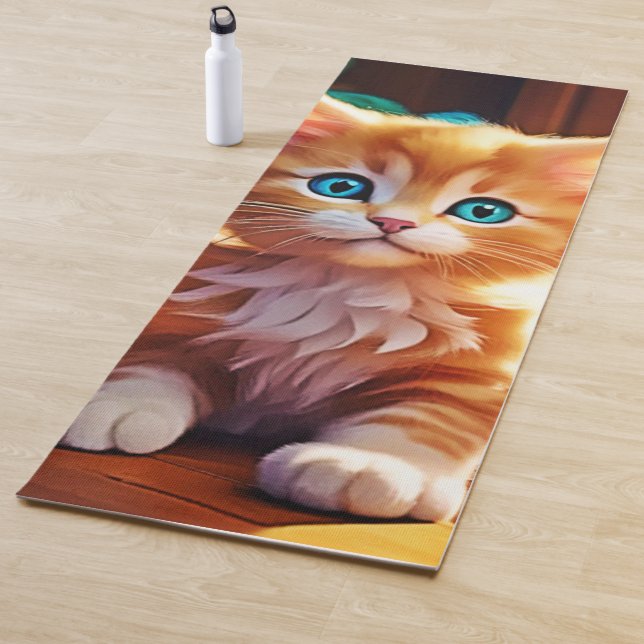 Tapis De Yoga Cute Orange Kitten Art (En situation)
