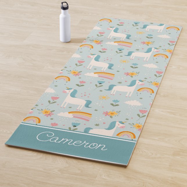 Tapis De Yoga Cute pastel Rainbow Unicorn Pattern (En situation)