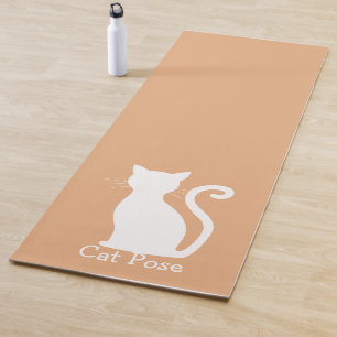Tapis De Yoga Cute Peach Chat Silhouette Moderne