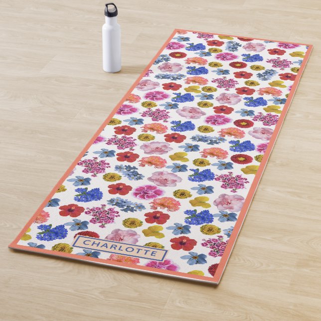 Tapis De Yoga Cute tendance printemps pilates fleuris été pilate (En situation)