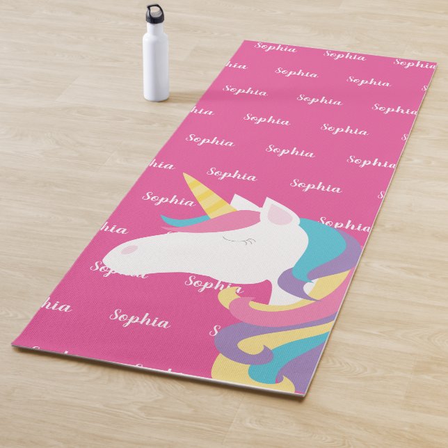Tapis De Yoga Cute Unicorn rose personnalisé (En situation)