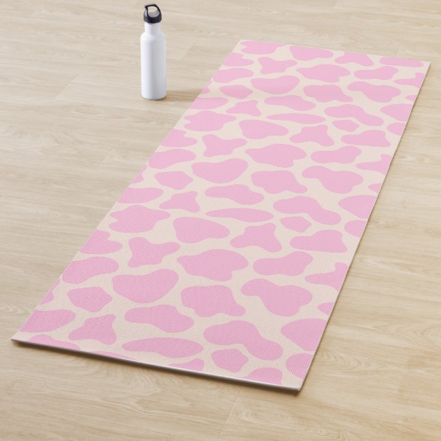 Tapis De Yoga Cute Vache Poster de animal Motif esthétique rose (En situation)