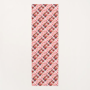 Tapis De Yoga Cute Valentine Chats en Lunettes de soleil Coeur