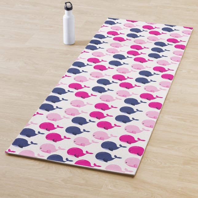 Tapis De Yoga Cute Whales, Pattern of Whales, Sea Animals (En situation)