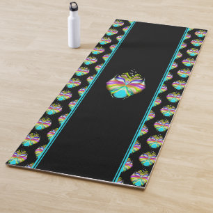 Tapis De Yoga Cyan coloré et hibou Oracle noir