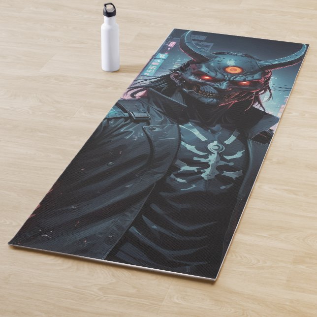 Tapis De Yoga Cyberpunk Demon Samurai (En situation)