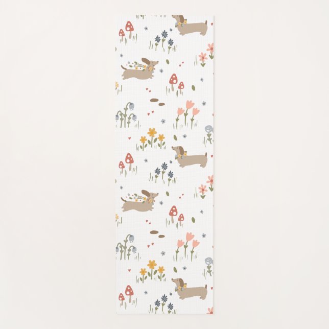 Tapis De Yoga Dachshund Lover Weiner Chien Saucisse Chien Fleur  (Devant)