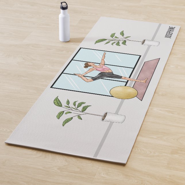 Tapis De Yoga Danseuse Pose Yoga Natarajasana Avec Nom Personnal (En situation)