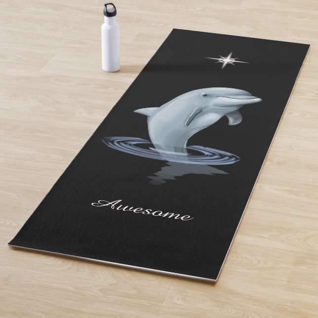 Tapis De Yoga Dauphin chic, Étoile personnalisée et script en no (En situation)