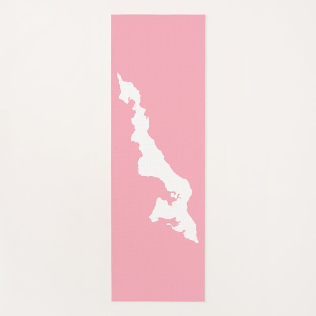 Tapis de yoga de Fishers Island – Blanc/Rose (Devant)
