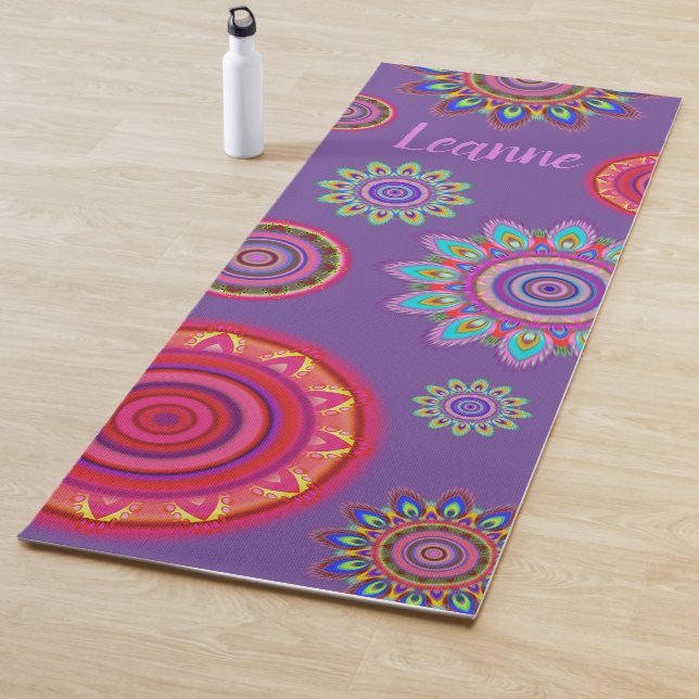 Tapis de yoga de mandala psychédélique (En situation)