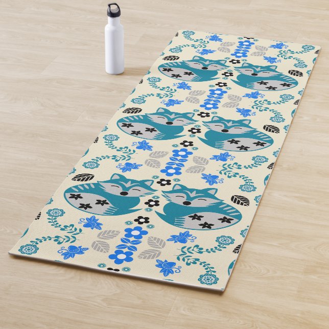 Tapis De Yoga Décor d'impression de renard d'art folklorique (En situation)