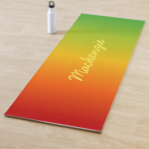 Tapis De Yoga Dégradé de couleurs tropicales rouge jaune vert av
