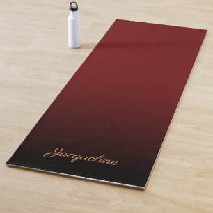 Tapis De Yoga Dégradé minimaliste simple de couleur rouge fonc