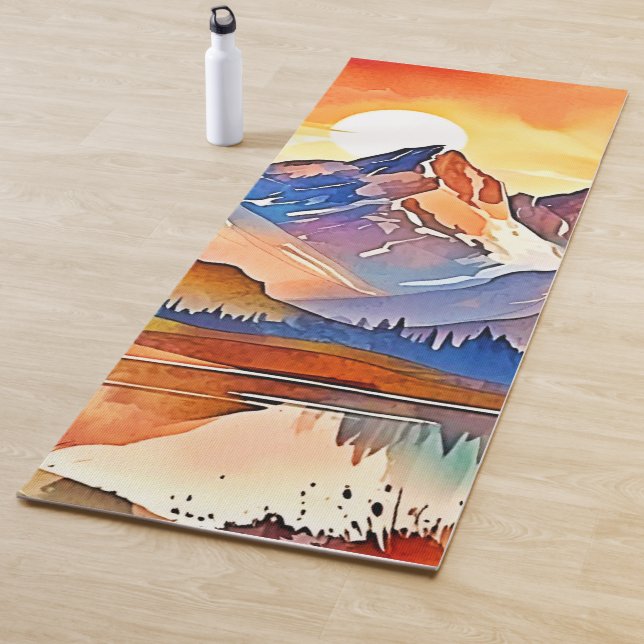 Tapis De Yoga Design d'art de Sunset Mountain (En situation)