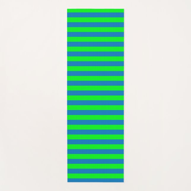 Tapis De Yoga Design de bandes bleues et vertes (Devant)