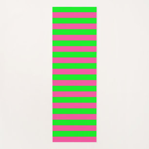 Tapis De Yoga Design de bandes rose et verte